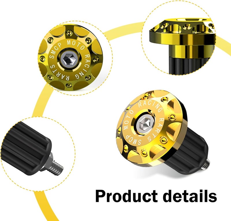 Merdege 2 PCS Motorcycle Bar End Plug, Aluminum Alloy Handlebar Grip End Caps for Electric Car Scooters, Off-Road Motorcycles (Gold) - Image 4